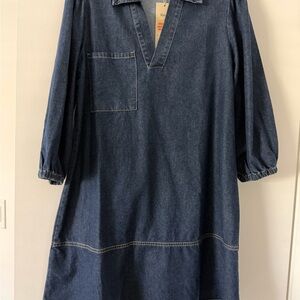 Dokotoo Dark Blue Denim Shirt Dress